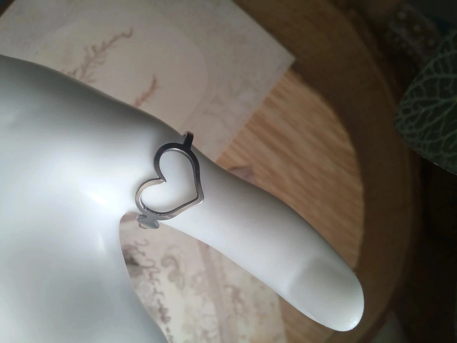 Bague bohème cœur argenté 20mm – photo 3